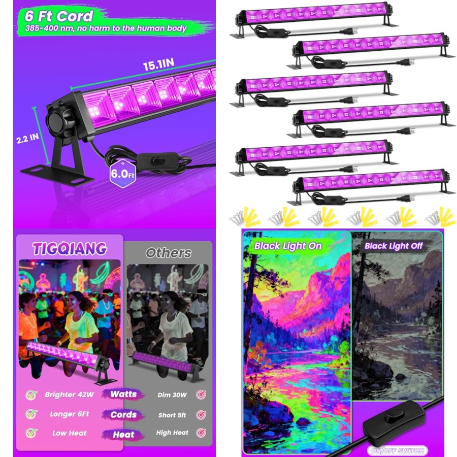 Party Supplies - 4W Paket LED Siyah Işık Çubuğu,