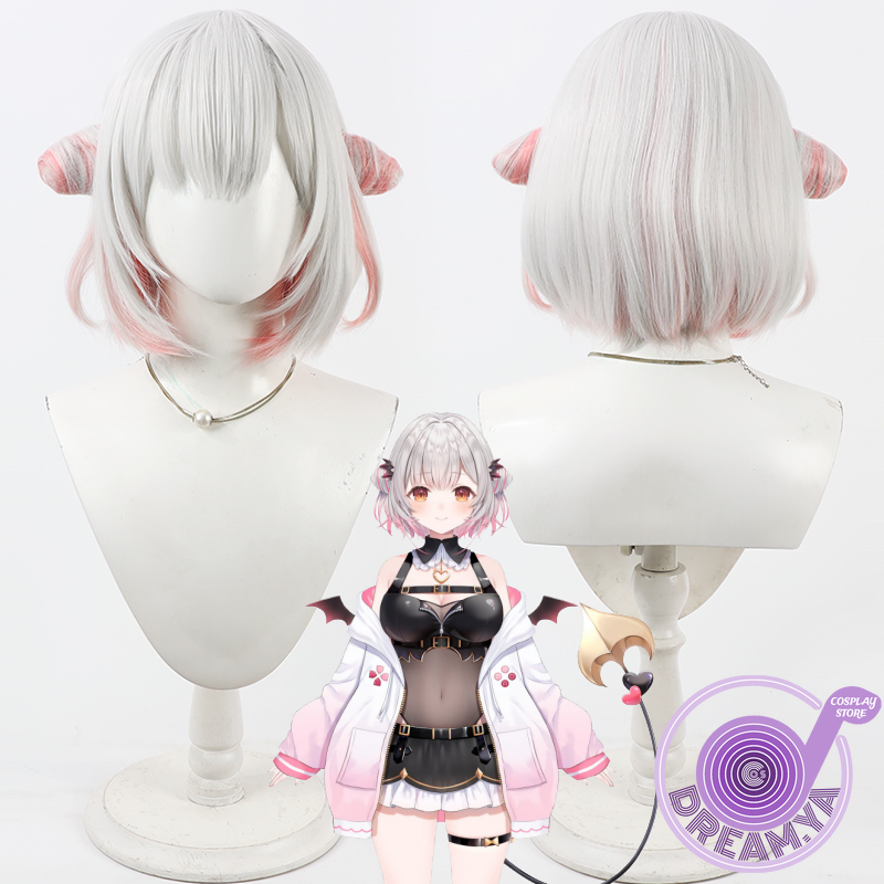Anime Cosplay Wig Heat Resistant - Suou Patra Cosplay Peruk Vtuber Gri