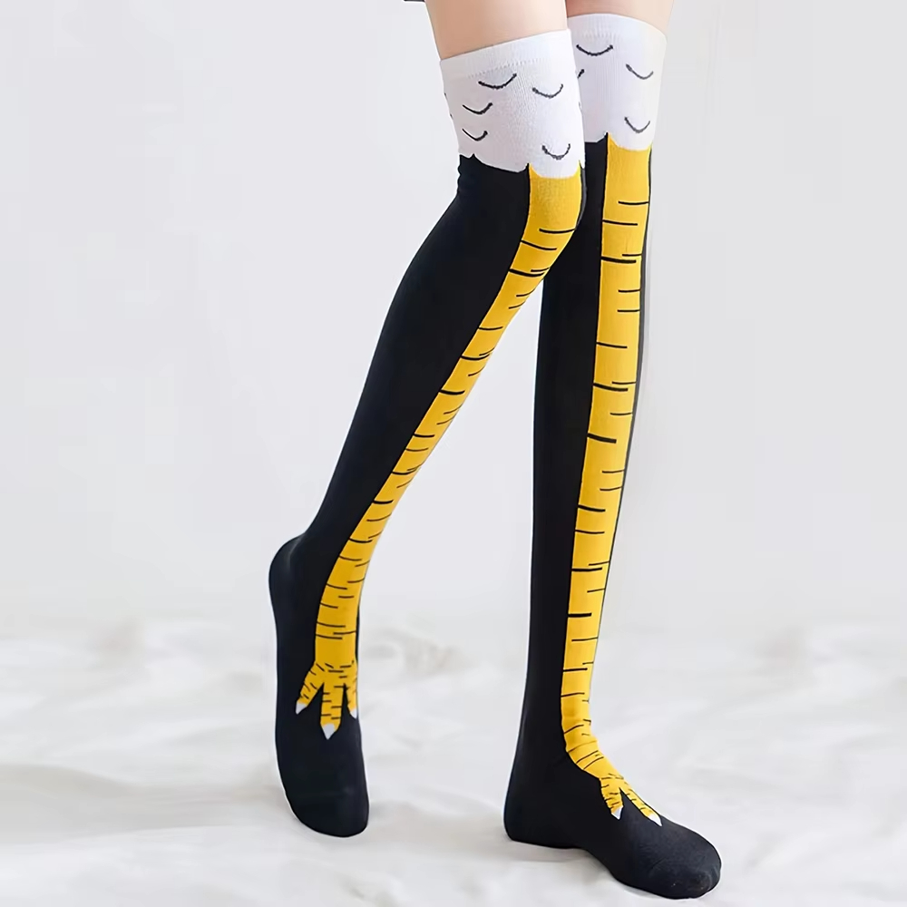 Funny Chicken Leg Socks - Kadın Uyluk Yüksek Çorap Tavuk Ayağı