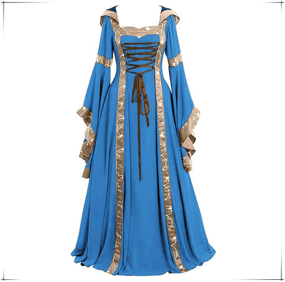 Medieval Renaissance Dress Women - Yeni Kadın Orta Çağ Gotik Kapüşonlu