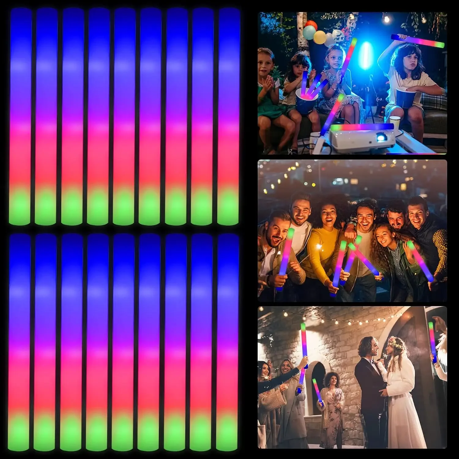 Flashing Led Foam Sticks Party - 3Z-50PCS Led Köpük Işık Çubukları, 3