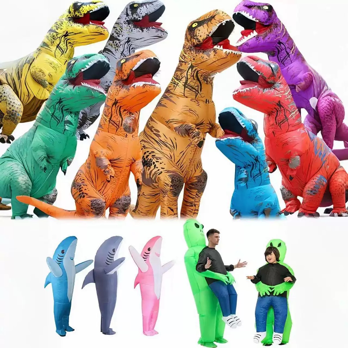 Inflatable Dinosaur Costume Adult - Yetişkin Şişme T-Rex Kostümü, Unisex Yetişkin