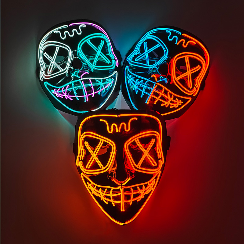 Led Purge Mask Halloween - Kablosuz LED Parlayan Maske EL Neon