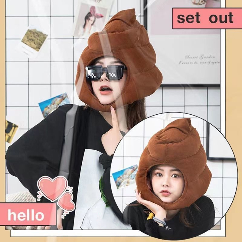 Fake Poop Gag Gift - Yaratıcı sevimli bok şekli peluş şapka