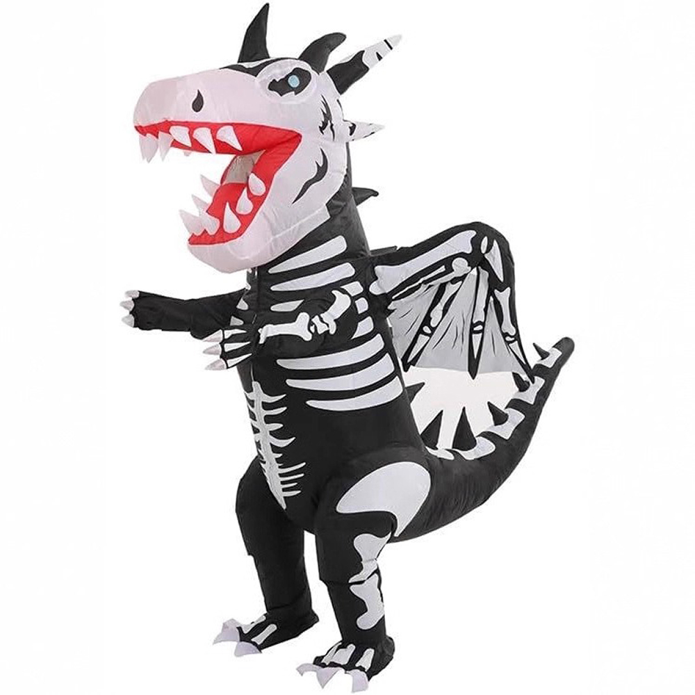 Inflatable Dinosaur Costume Adult - Cadılar Bayramı Partisi Siyah Beyaz İskelet