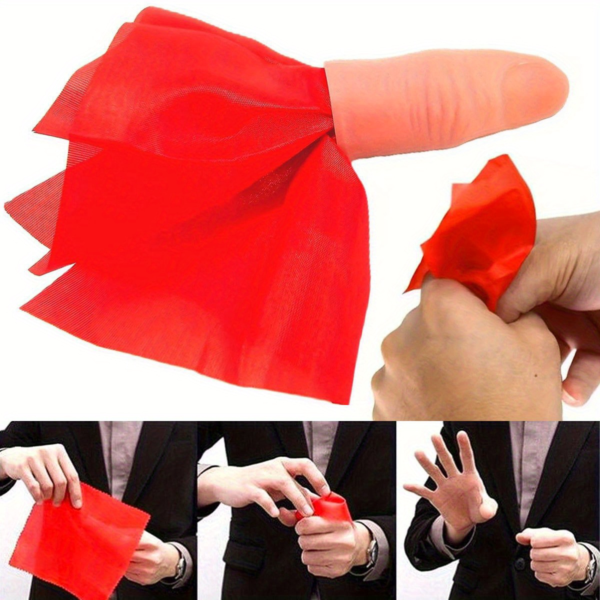 Thumb Tip Magic Trick Set - 1 takım Eşarp-Vanish Sihirli Başparmak Ucu