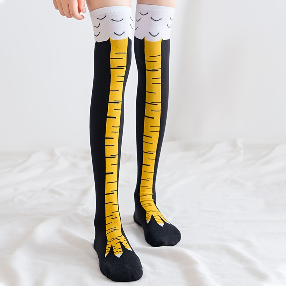 Funny Chicken Leg Socks - 1 Çift Kadın Diz Üstü Çorapları