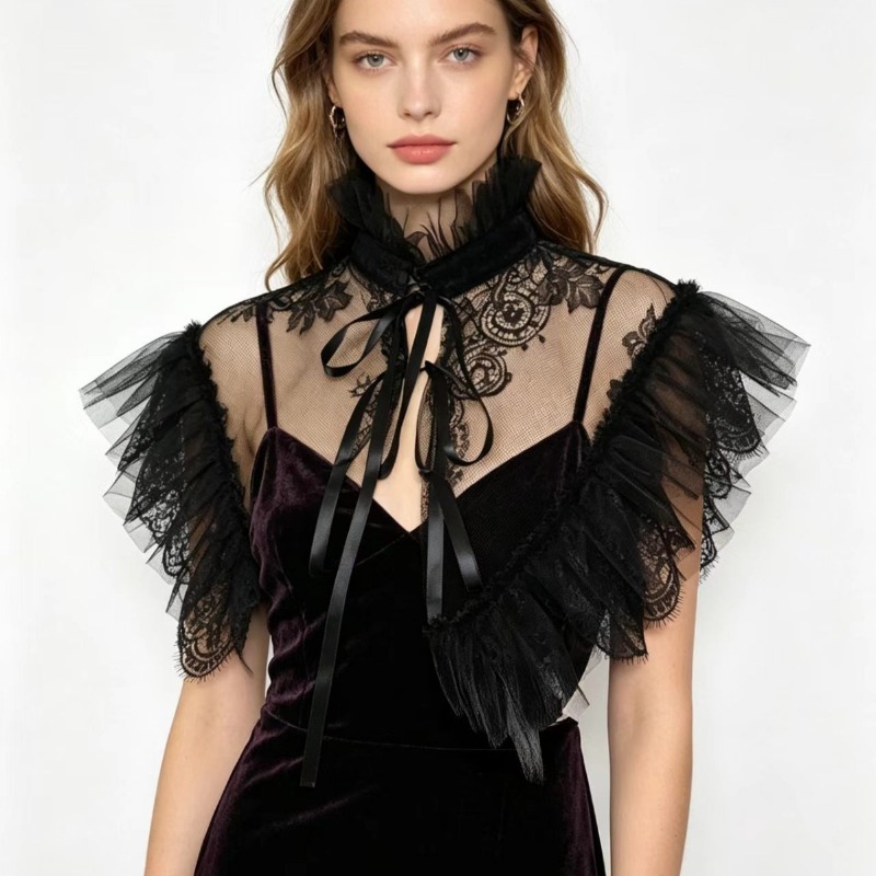 Costumes - Gotik Tarzı Dantel Tül Sahte Yaka