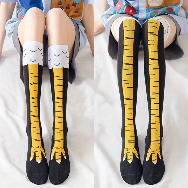 Funny Chicken Leg Socks - 1/2 çift tavuk pençeleri ayak uzun