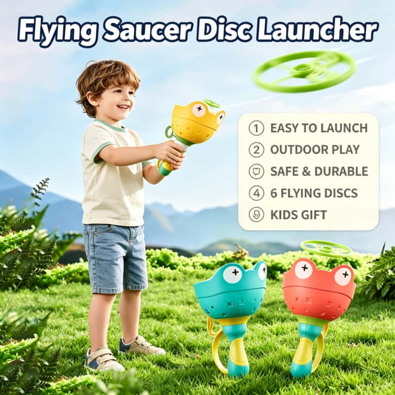 Novelty Gifts - Uçan Daire Disk Fırlatıcı Çocuk Uçan