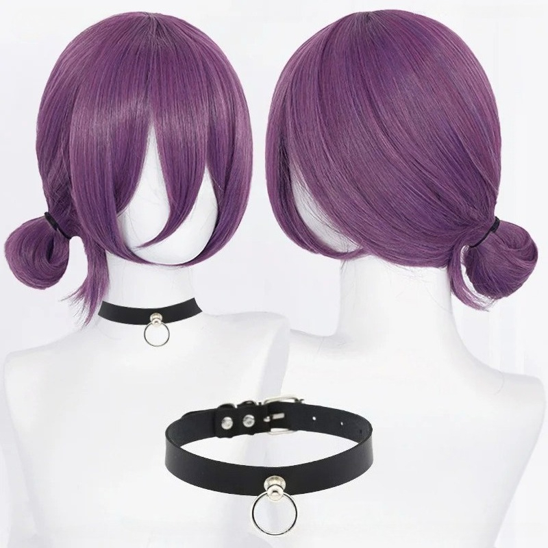 Anime Cosplay Wig Heat Resistant - Anime Reze Cosplay Perukları 45cm Mor