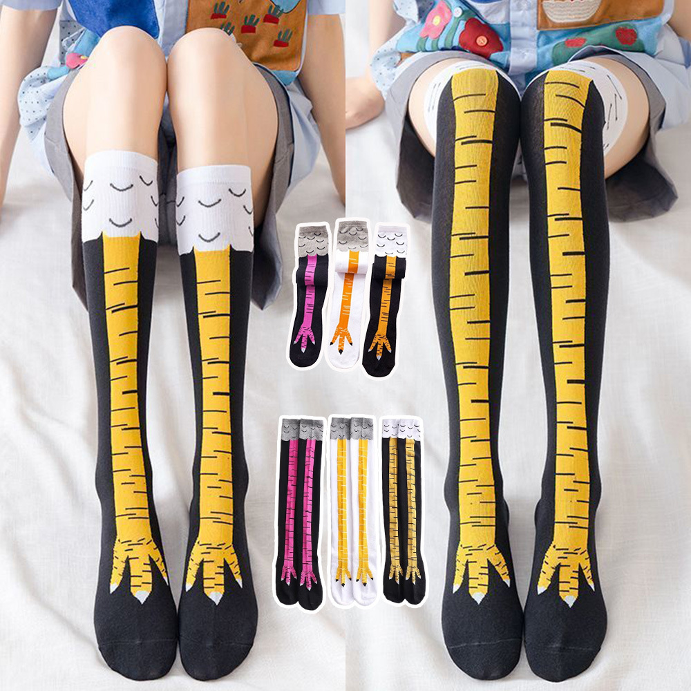 Funny Chicken Leg Socks - 1-4 Çift Kadın Diz Üstü Çorapları