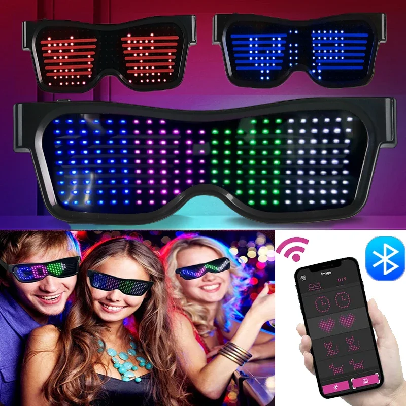 Glow In The Dark Party Glasses - Çok dilli LED Gözlük Bluetooth DIY