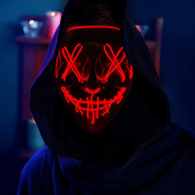 Led Purge Mask Halloween - Cadılar Bayramı Neon Led Işıklı Maske,