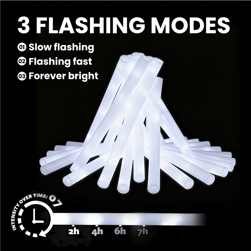 20/30 adet LED Beyaz Köpük Işı - Flashing Led Foam Sticks Party incelemesi ve fiyatı