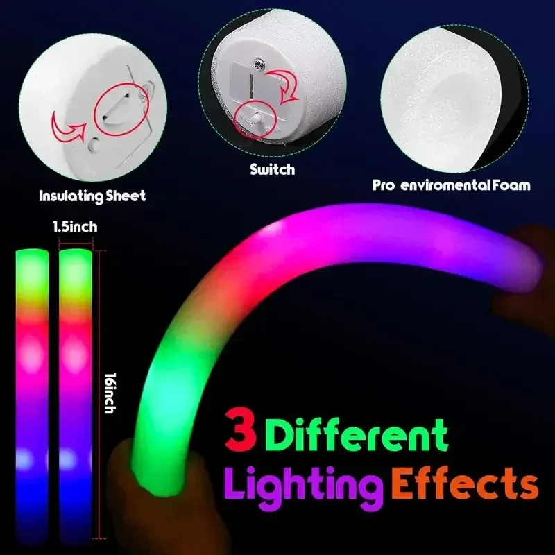 30 Adet Köpük Işık Çubuğu, 3 M - Flashing Led Foam Sticks Party incelemesi ve fiyatı