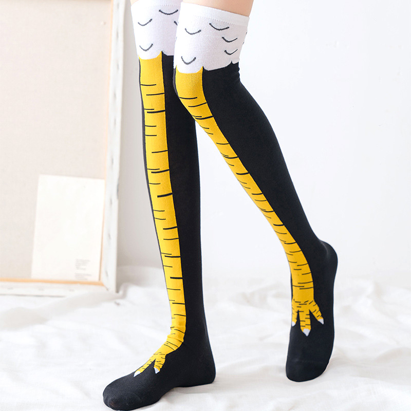 1 çift kadın baskı diz üstü ço - Funny Chicken Leg Socks incelemesi ve fiyatı