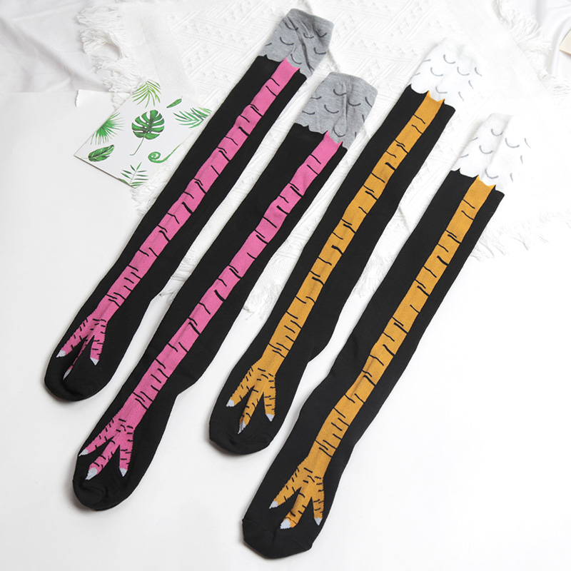 1 çift kadın baskı diz üstü ço - Funny Chicken Leg Socks incelemesi ve fiyatı