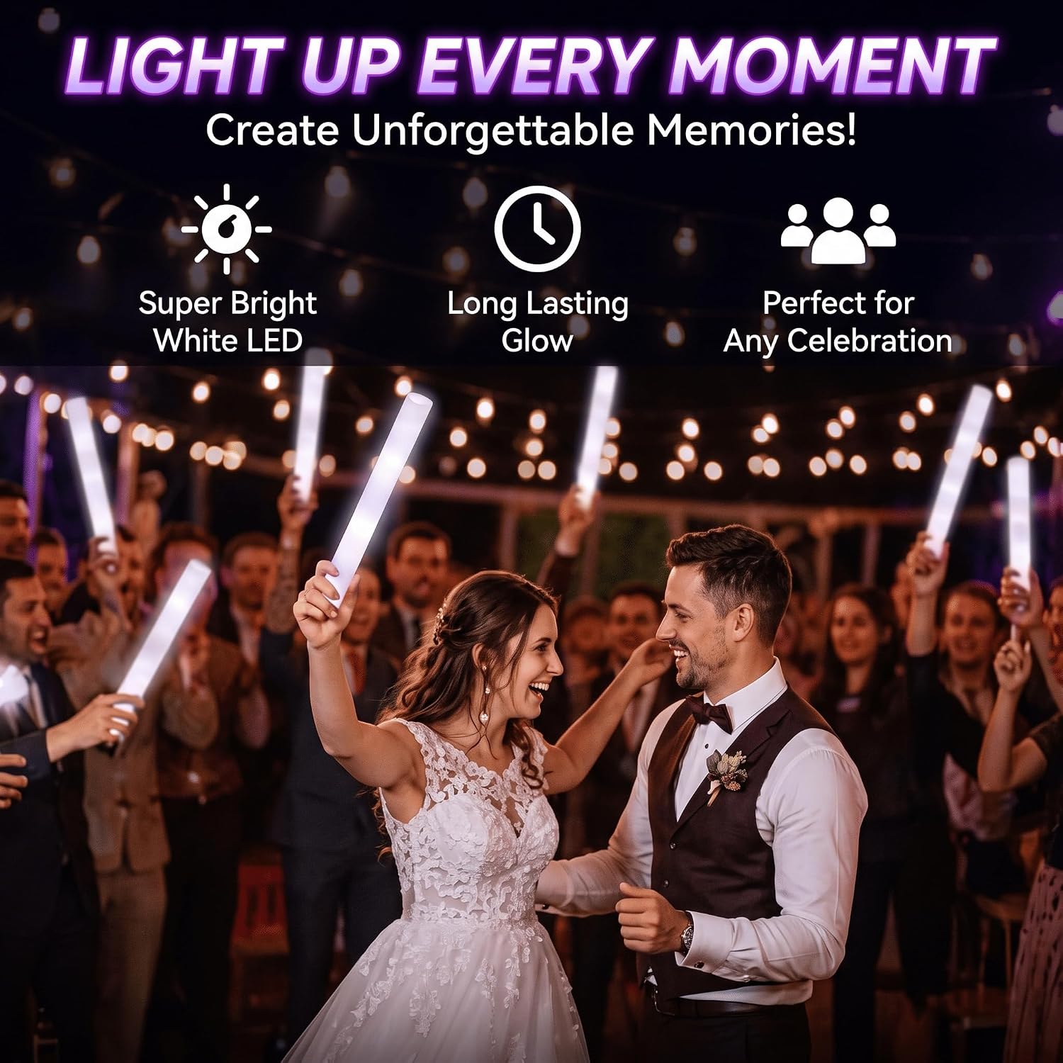 30 adet LED Beyaz Köpük Işık Ç - Flashing Led Foam Sticks Party incelemesi ve fiyatı