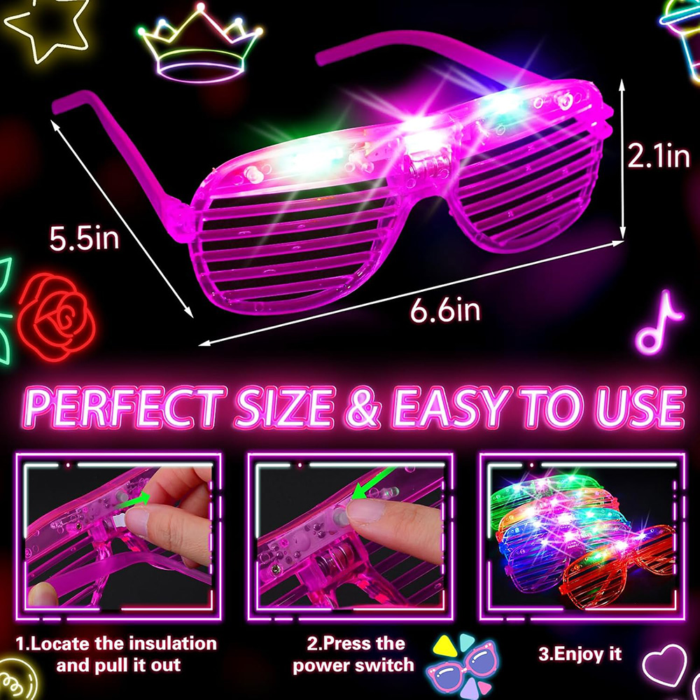 LED Gözlük 6 Neon Renk Karanlı - Glow In The Dark Party Glasses incelemesi ve fiyatı