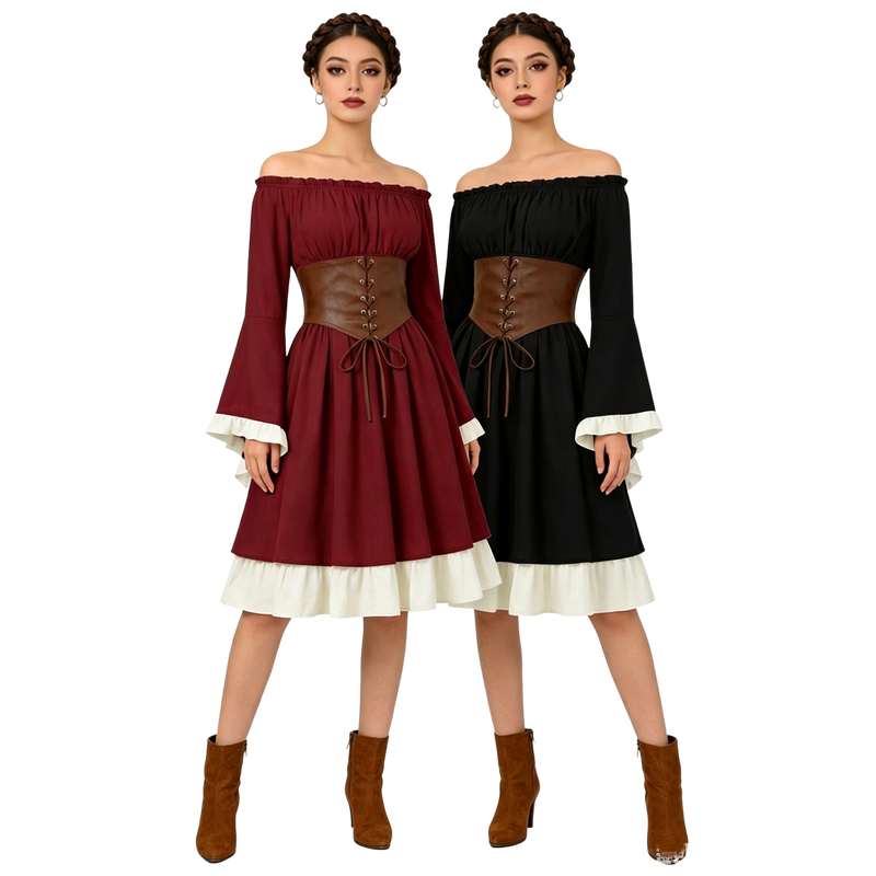 Ortaçağ Rönesans Midi Elbise K - Medieval Renaissance Dress Women incelemesi ve fiyatı